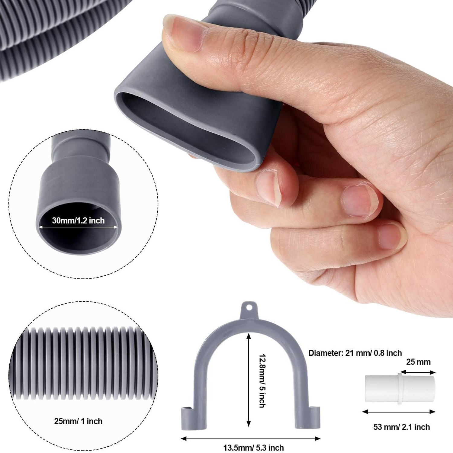 Corrugated Washer Drain Hose 5 Foot Extension Kit