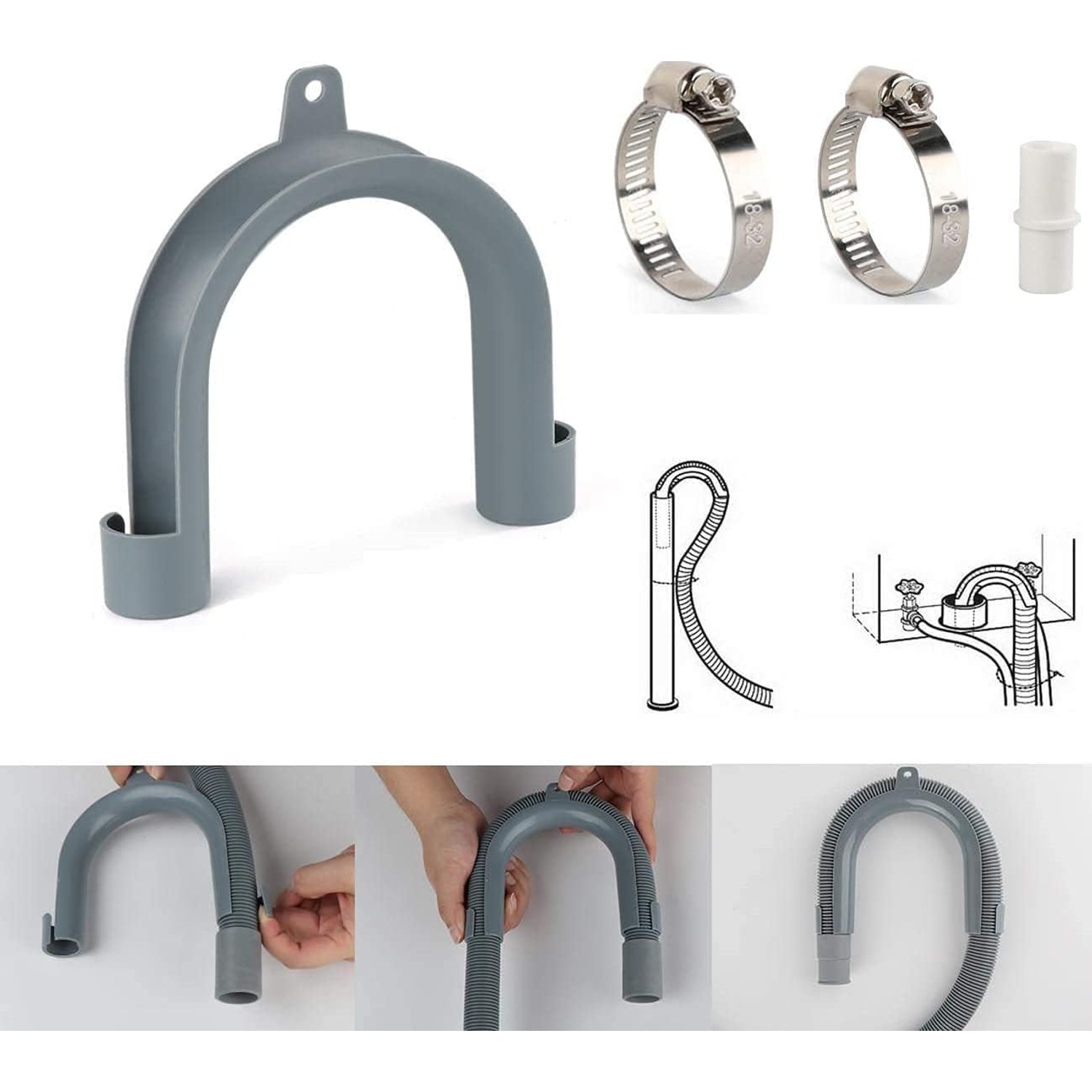 Corrugated Washer Drain Hose 5 Foot Extension Kit