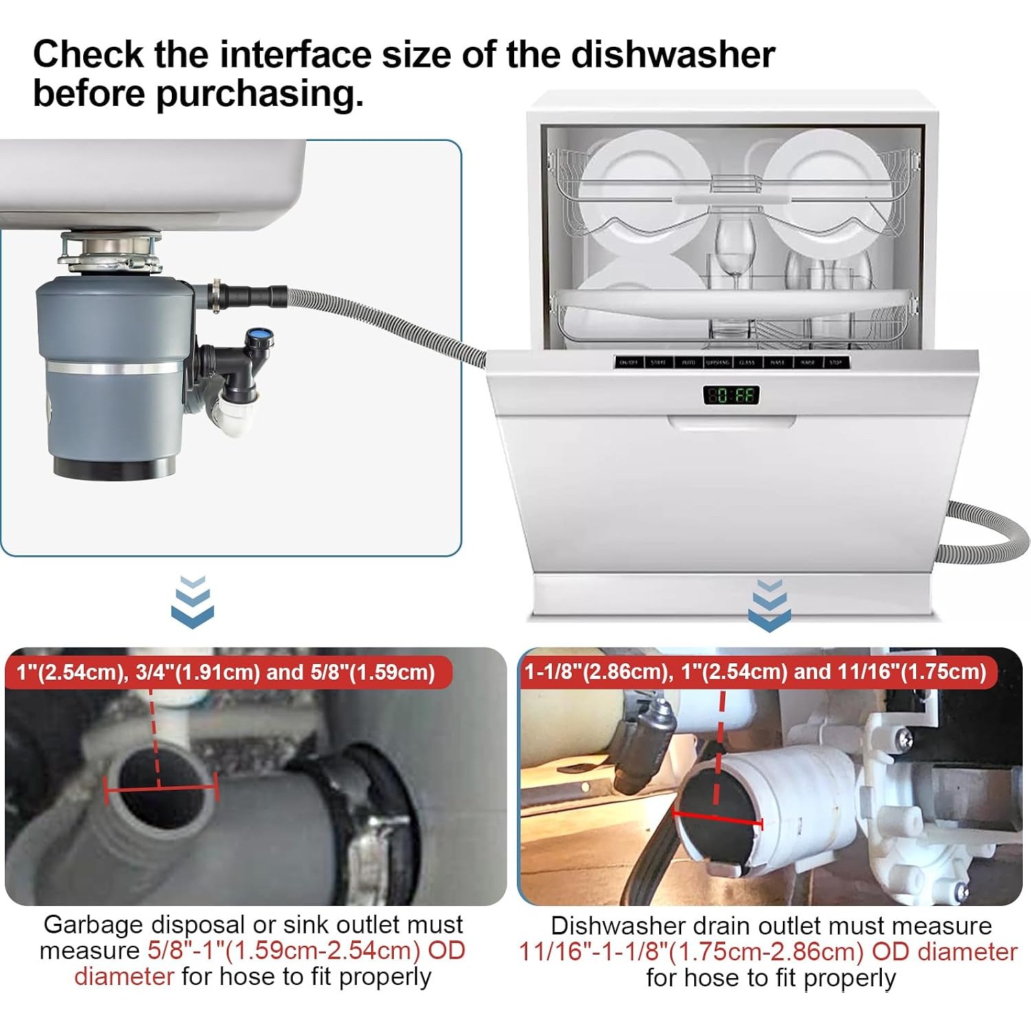 2m Universal Dishwasher Drain Hose Kit with Steel Clamps