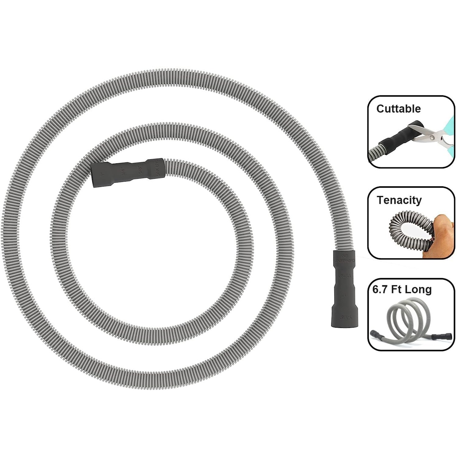 2m Universal Dishwasher Drain Hose Kit with Steel Clamps: image 7