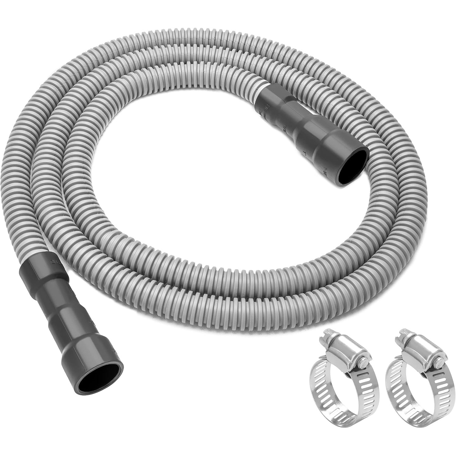 2m Universal Dishwasher Drain Hose Kit with Steel Clamps