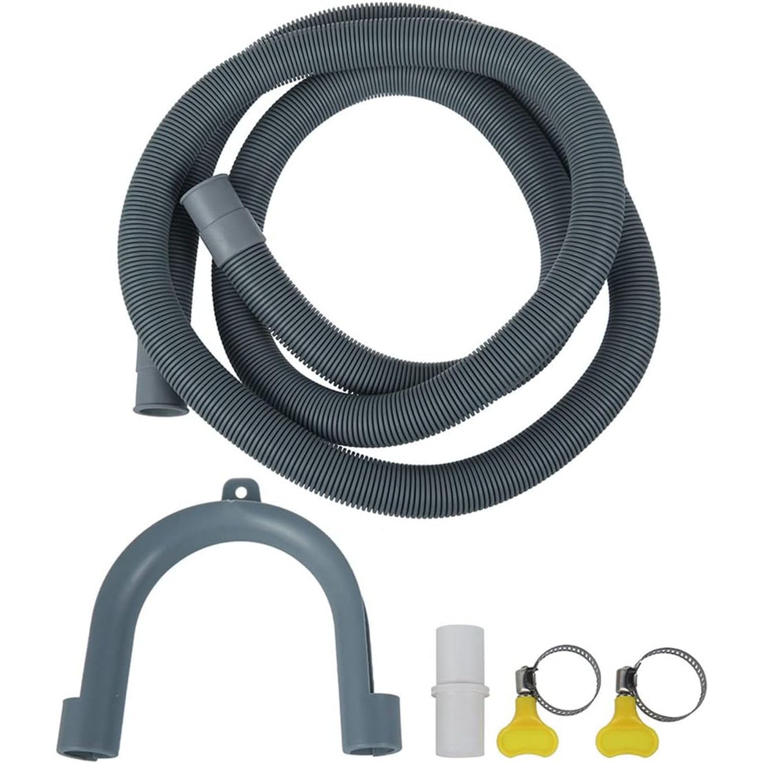 2m Washing Machine Drain Hose Kit with Bracket, Clamps and Connector