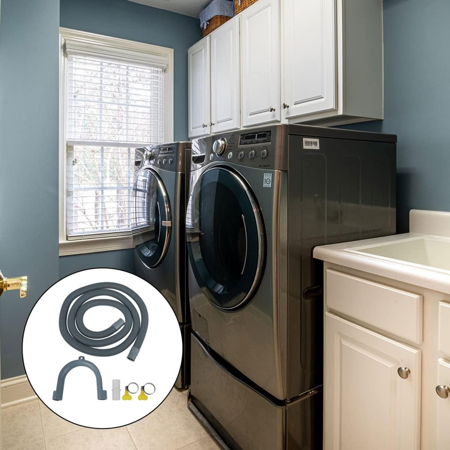 2m Washing Machine Drain Hose Kit with Bracket, Clamps and Connector: image 7