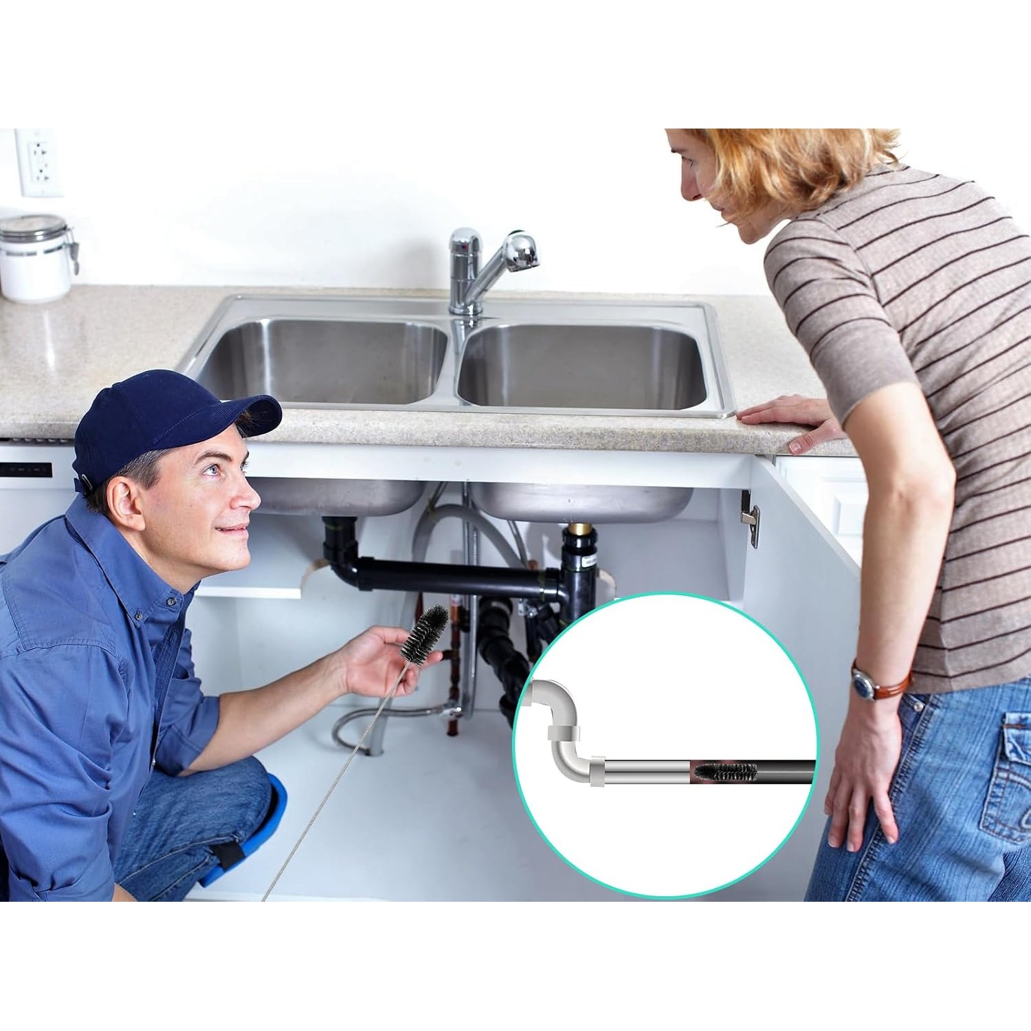 200cm Flexible Drain Cleaning Brush with Double Bristle Heads: image 6
