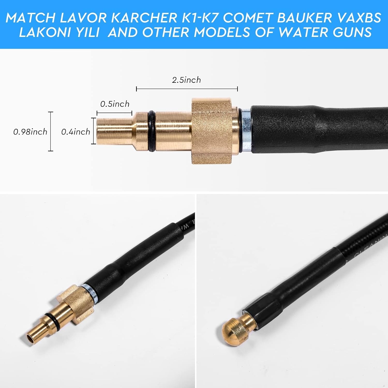 10m Pressure Washer Drain Jetter Hose with Karcher and Lavor Adapters
