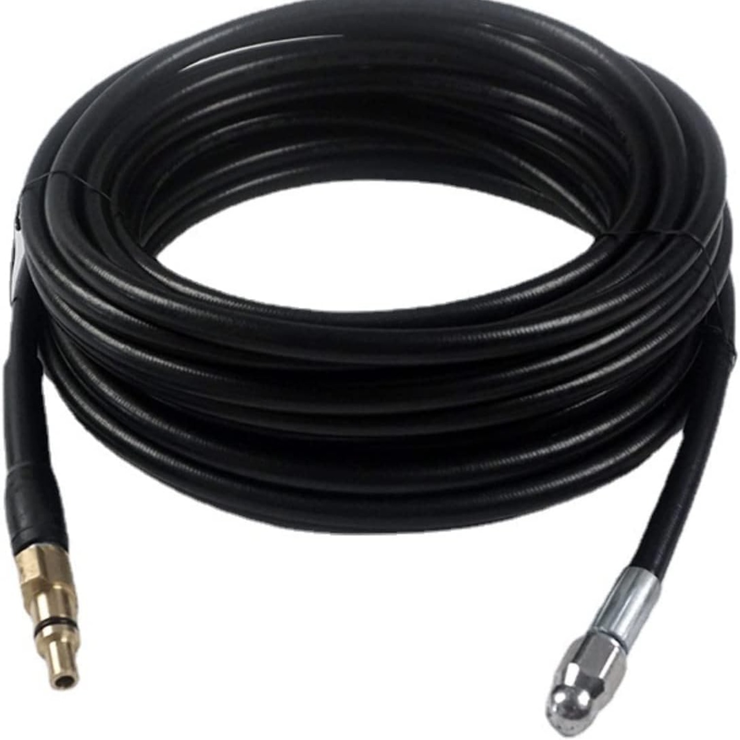 20m Pressure Washer Drain Jetter Hose Kit with Button Nose and Rotating Nozzles