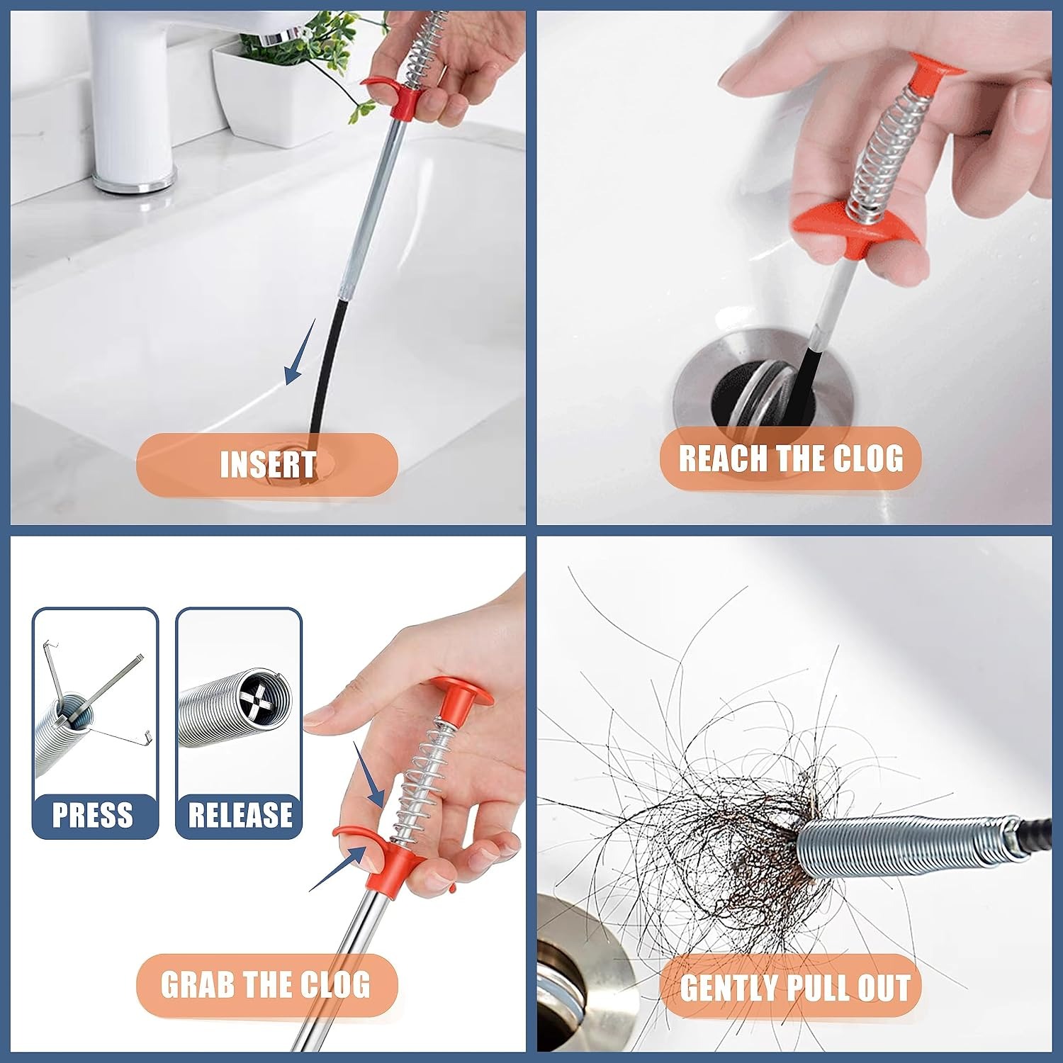 9 Piece Drain Clog Remover and Hair Snake Tool Set: image 4