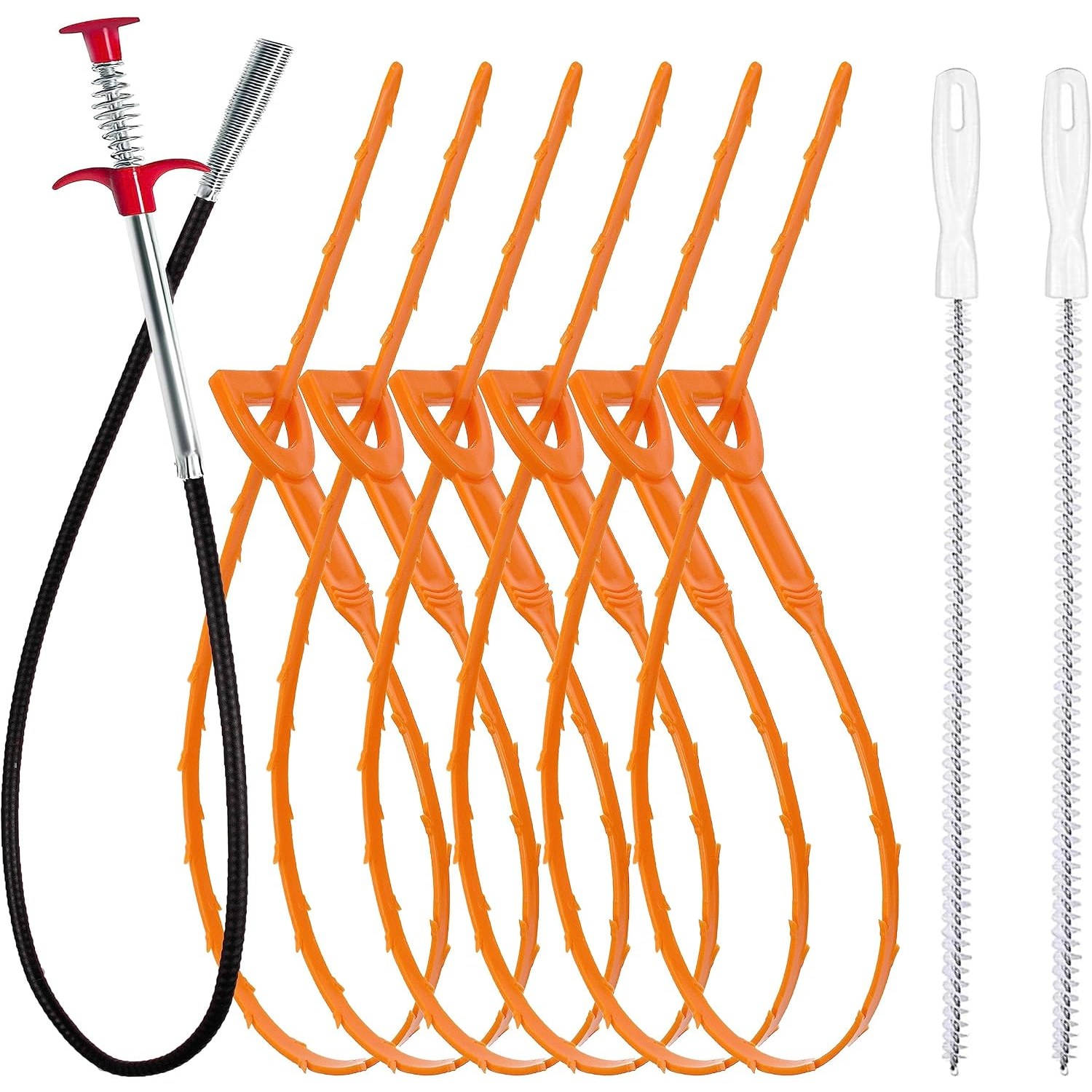 9 Piece Drain Clog Remover and Hair Snake Tool Set