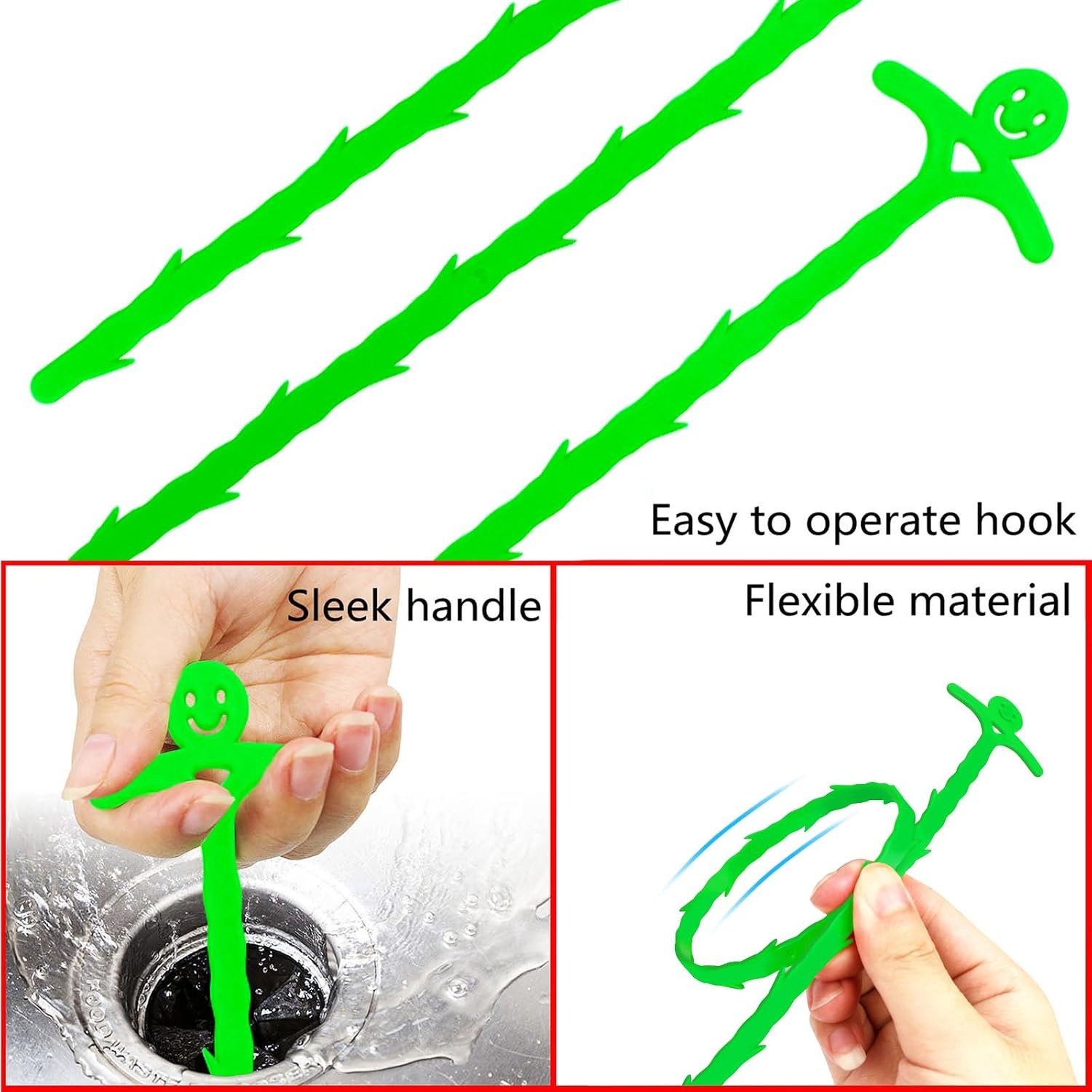 Plastic Drain Snake 4 Pack with Metal Claw Tool: image 4