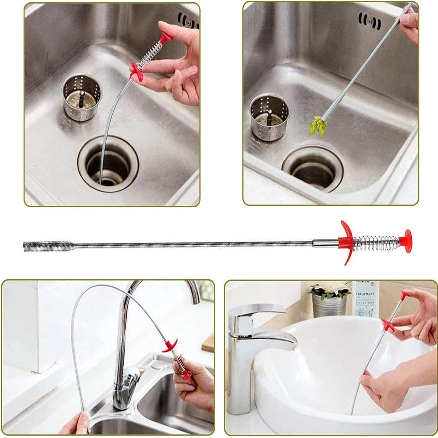 Plastic Drain Snake 4 Pack with Metal Claw Tool: image 6