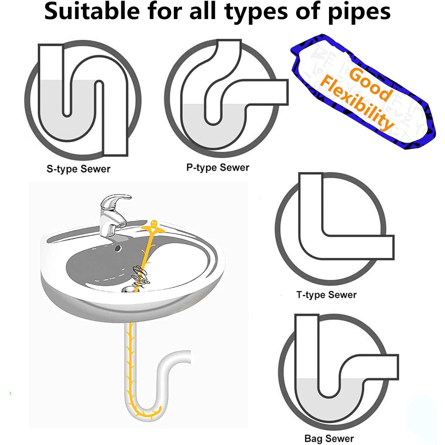 Plastic Drain Snake 4 Pack with Metal Claw Tool: image 7