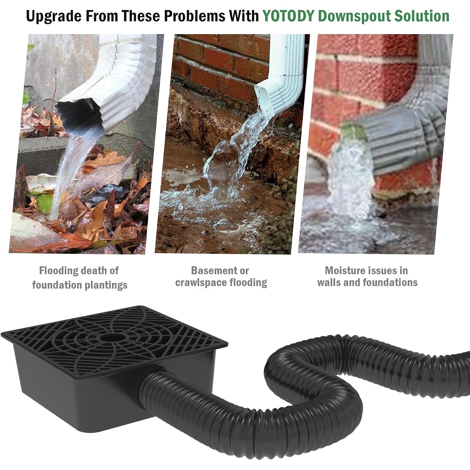 Downpipe Extension Kit with Catch Basin and Flexible Drain Pipe