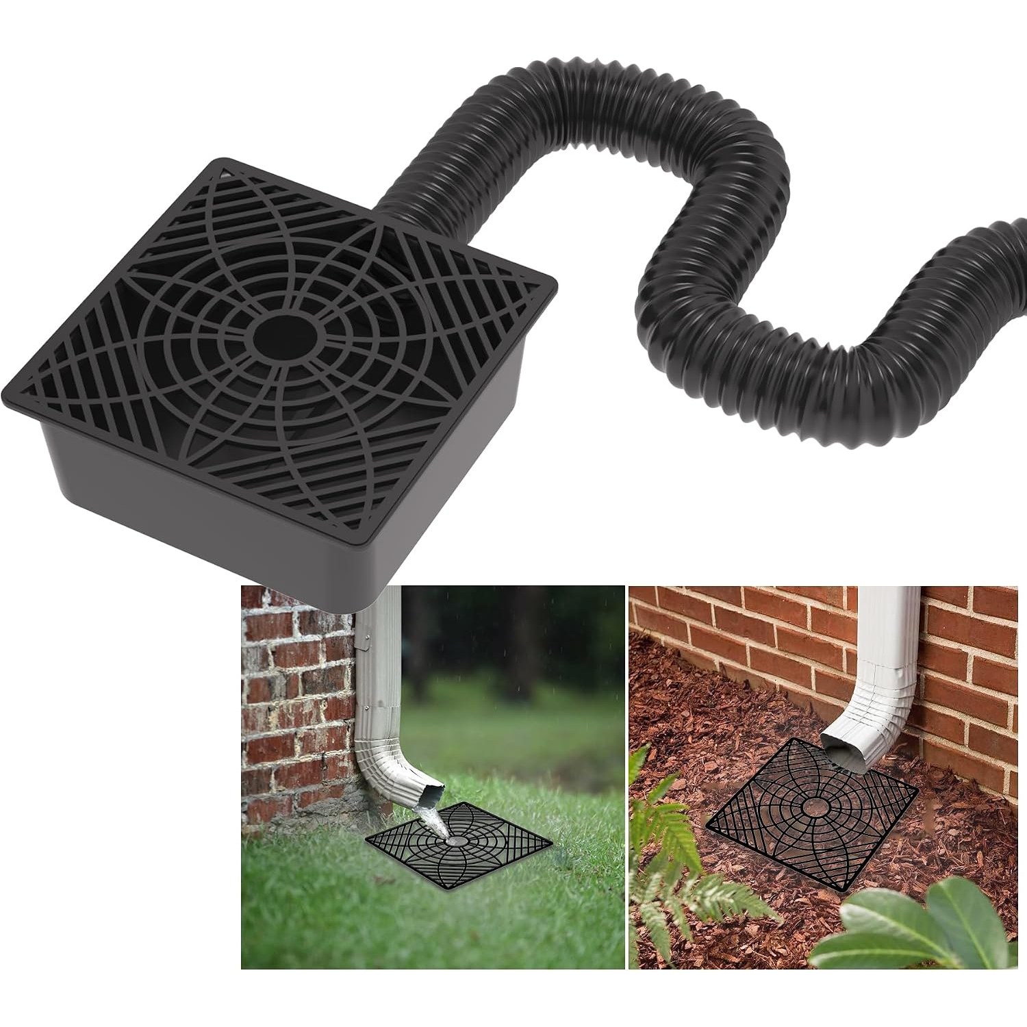 Downpipe Extension Kit with Catch Basin and Flexible Drain Pipe
