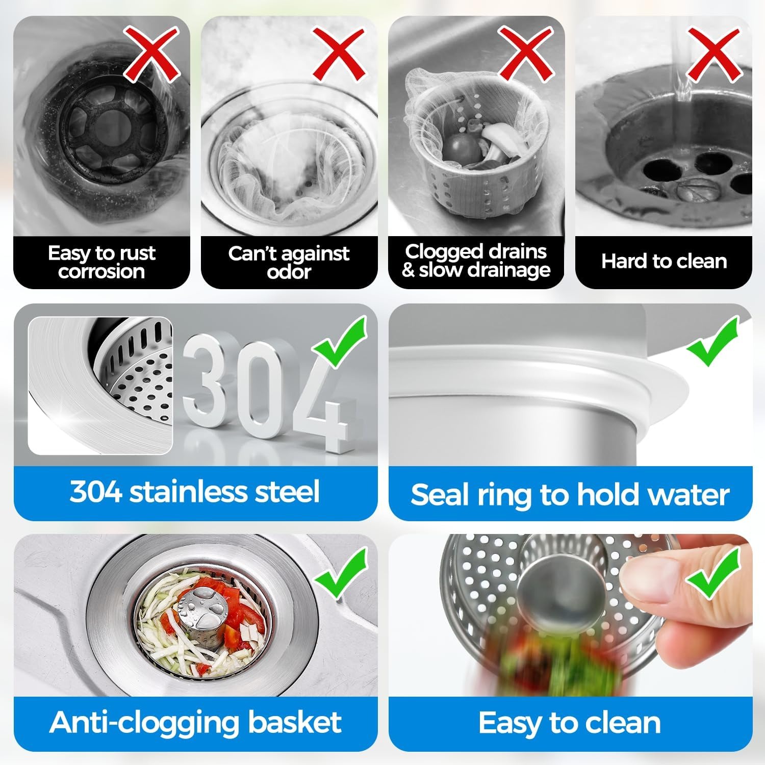 3-in-1 Kitchen Sink Strainer and Stopper