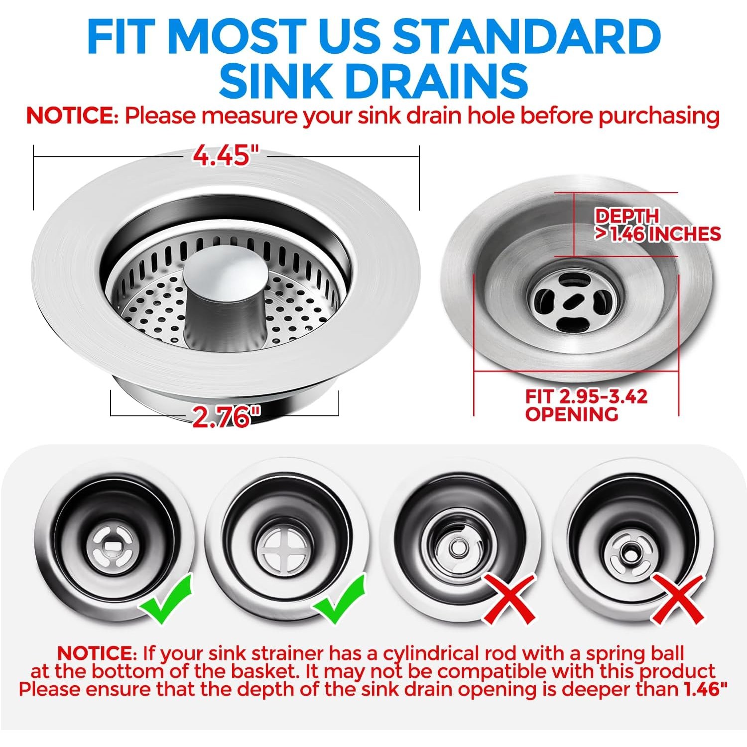 3-in-1 Kitchen Sink Strainer and Stopper
