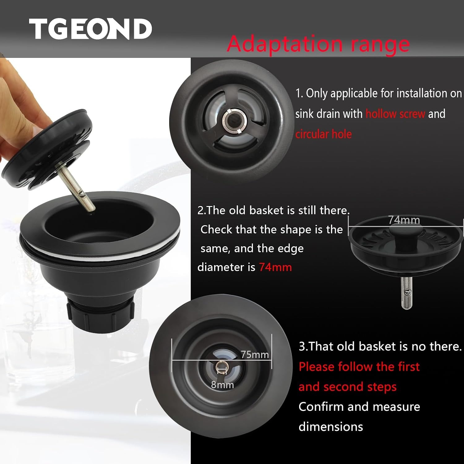 Matte Black Sink Basket Strainer and Stopper