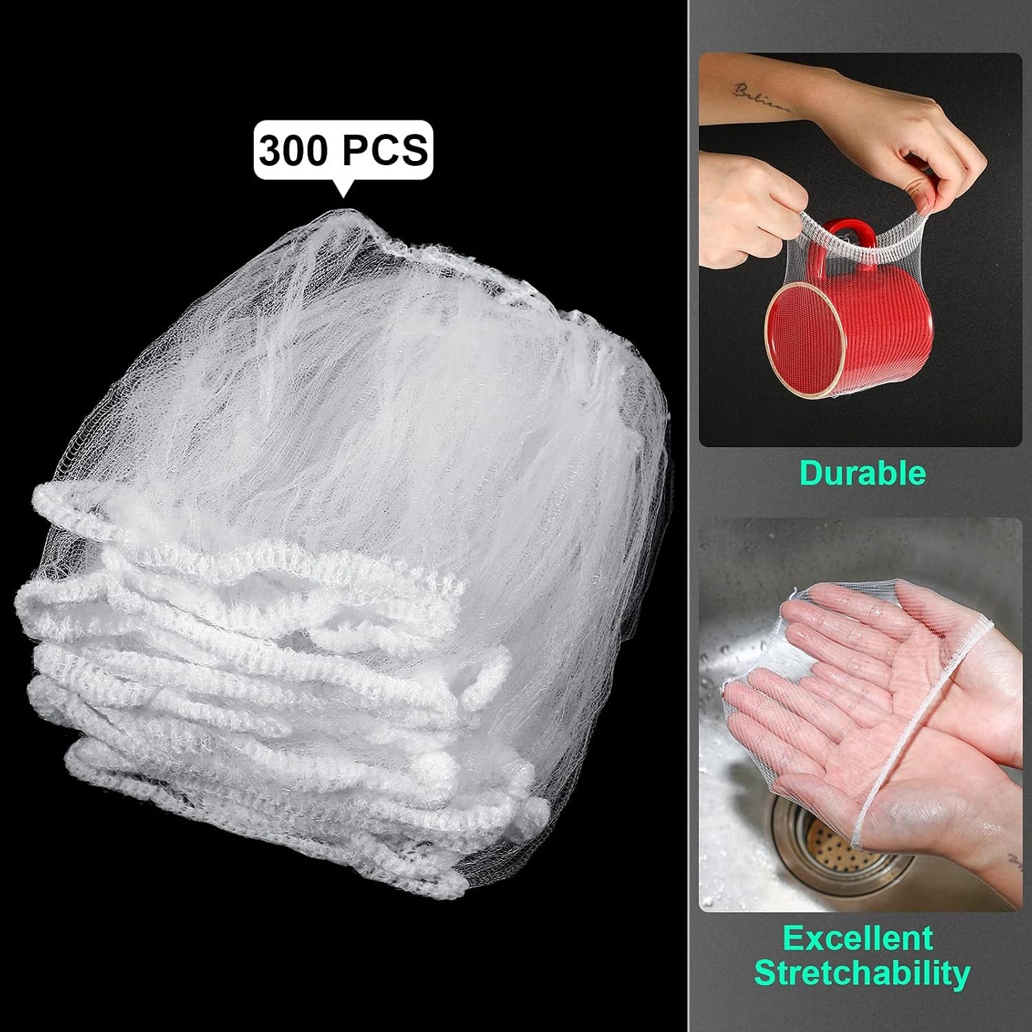 Disposable Sink Strainer Mesh Bags, 300 Pack