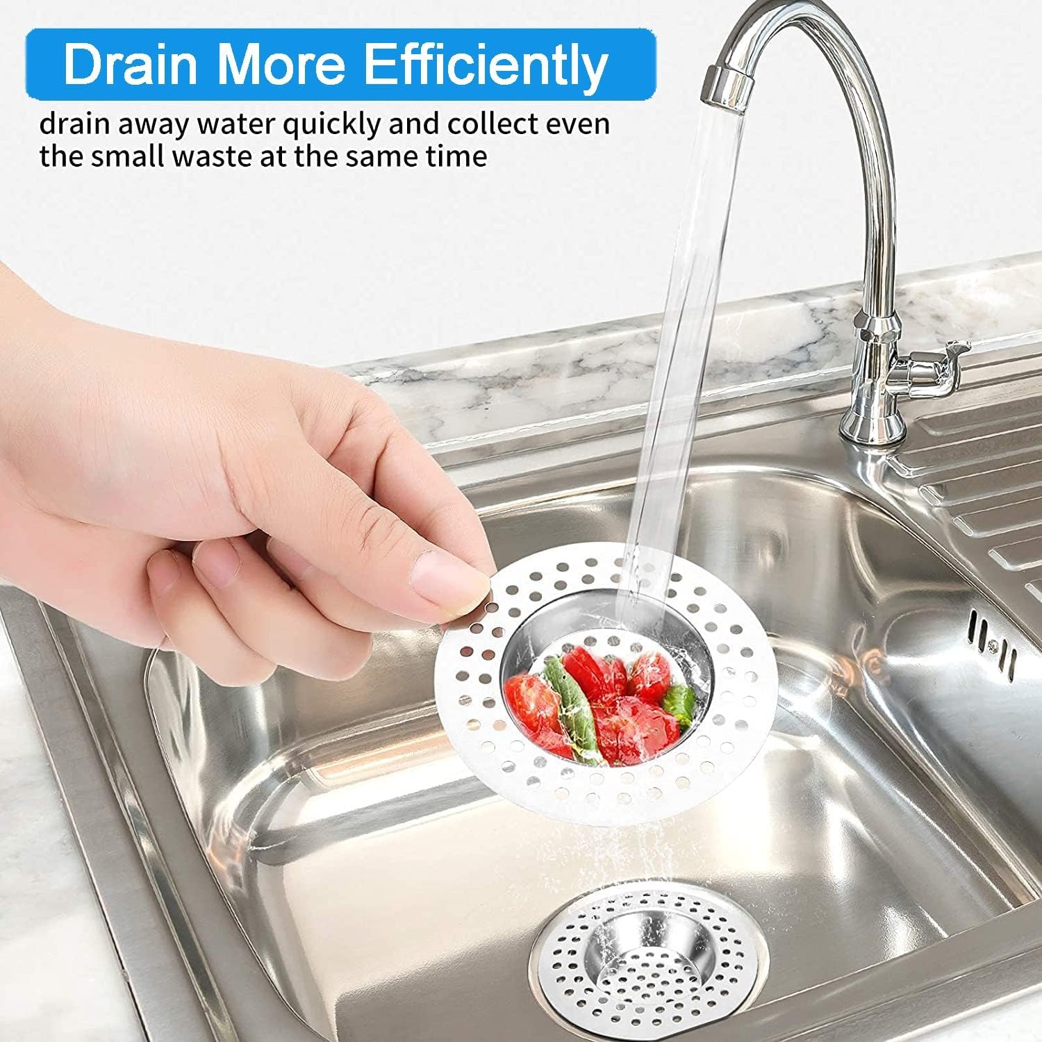 Flat Stainless Steel Sink Strainer 75mm (2 Pack)