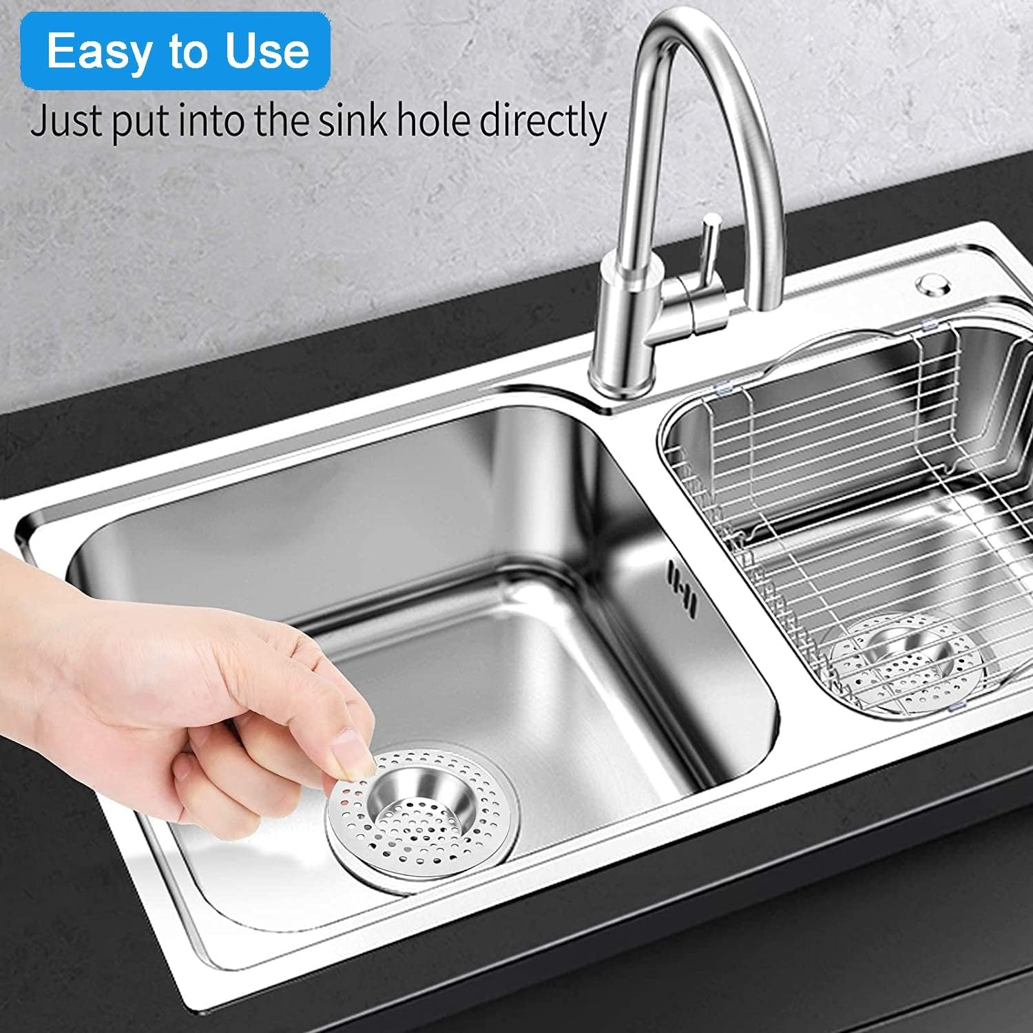 Flat Stainless Steel Sink Strainer 75mm (2 Pack)