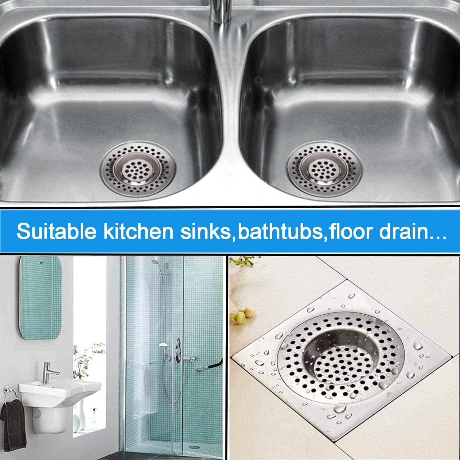 Flat Stainless Steel Sink Strainer 75mm (2 Pack): image 7