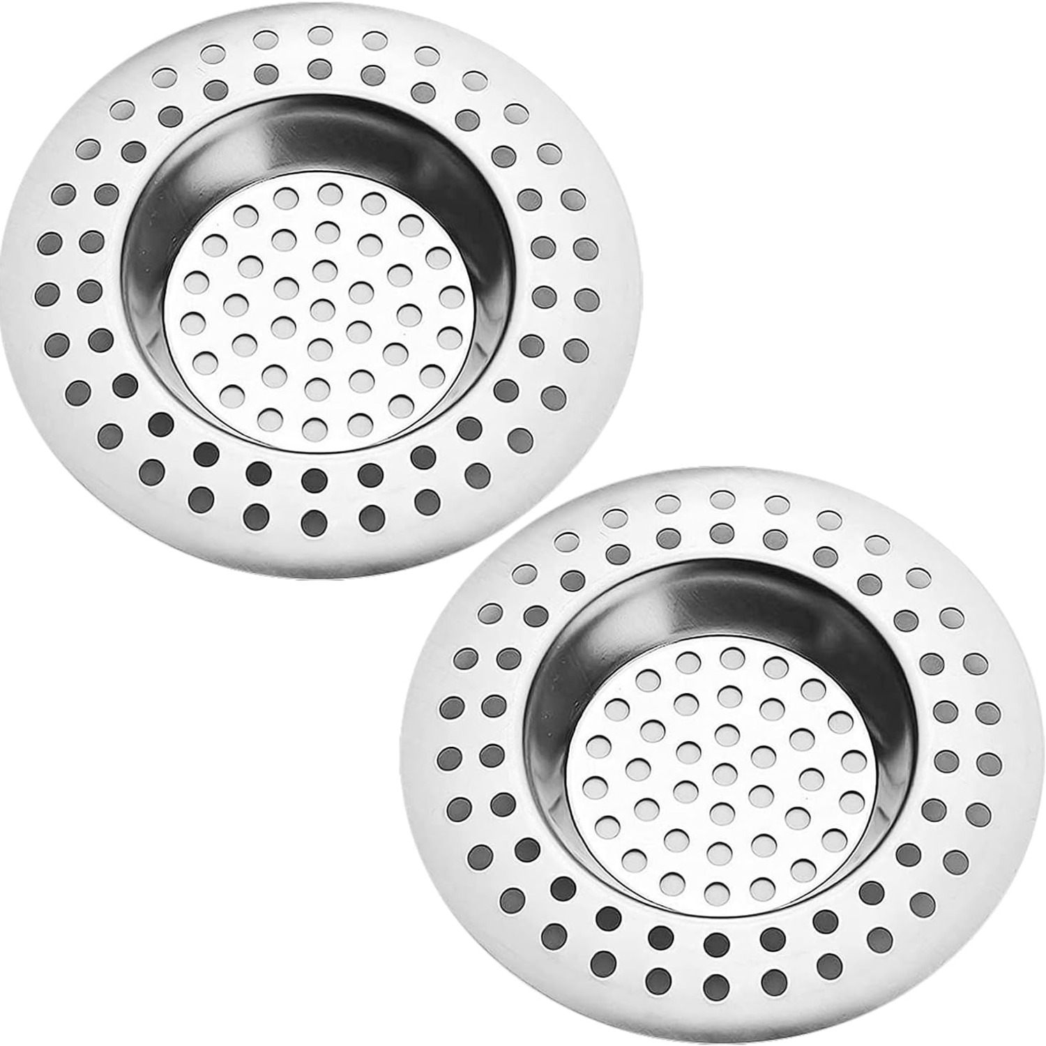 Flat Stainless Steel Sink Strainer 75mm (2 Pack)