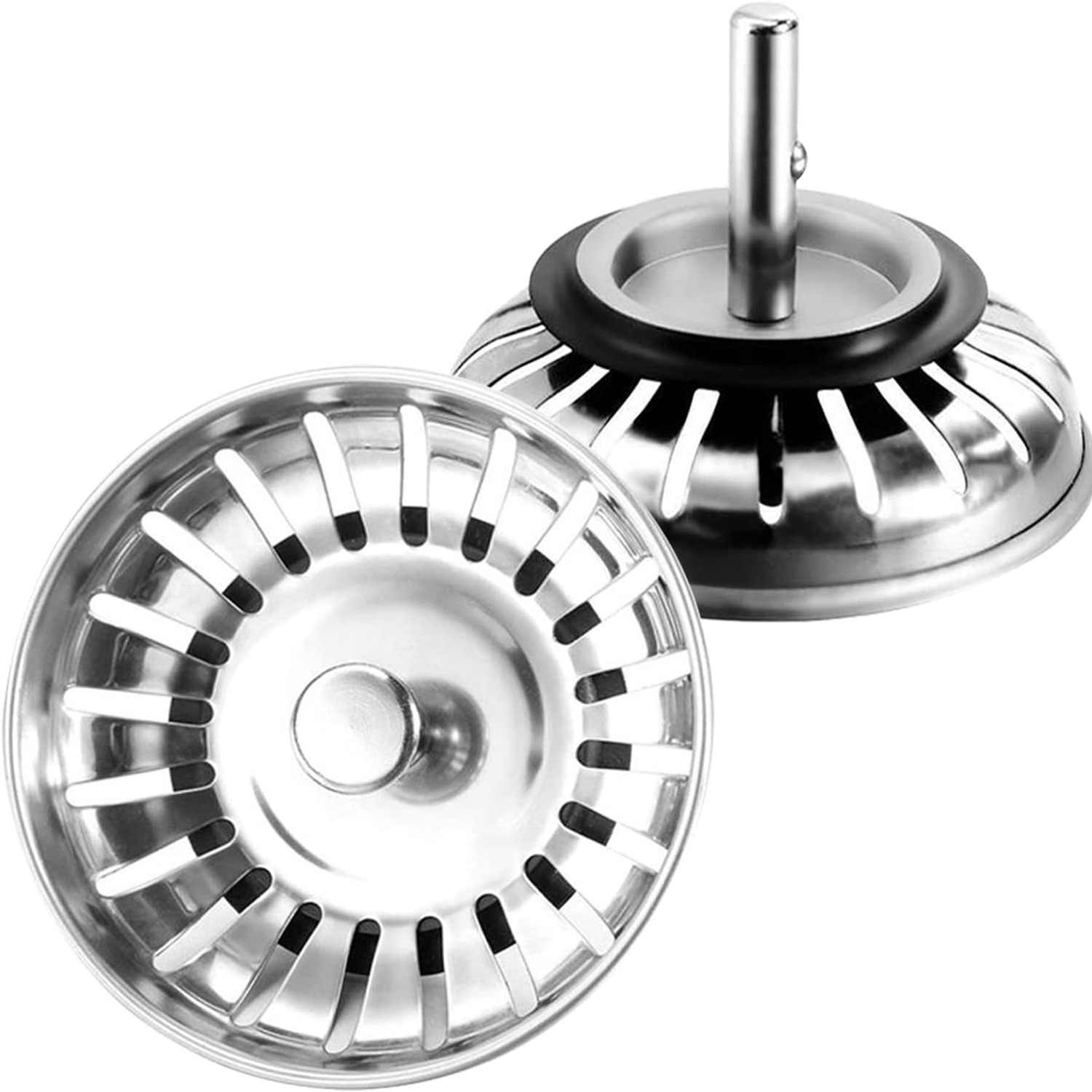 Stainless Steel Kitchen Sink Waste Plug and Strainer Basket, 79mm, 2 Pack