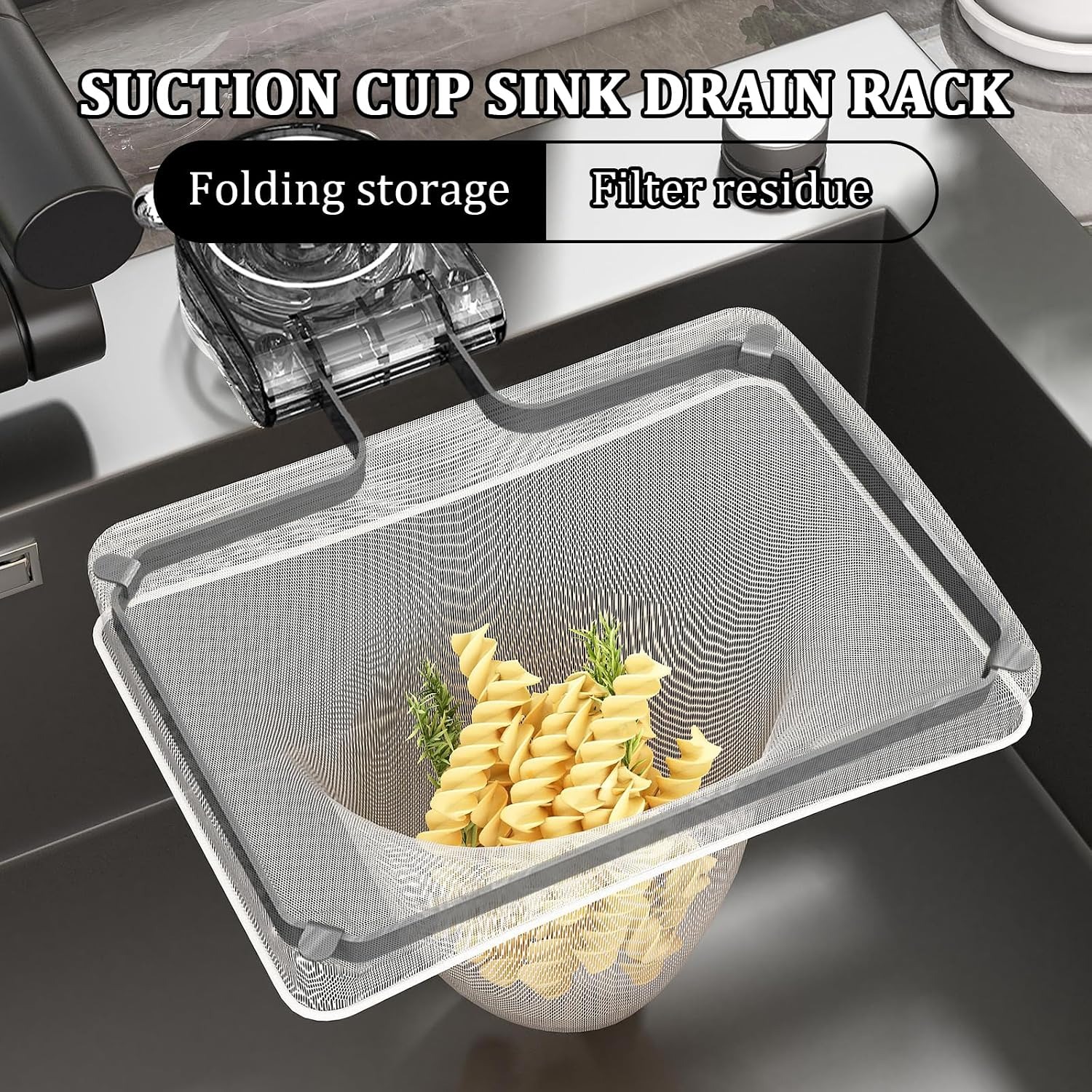 Folding Sink Strainer Holder with Mesh Bags