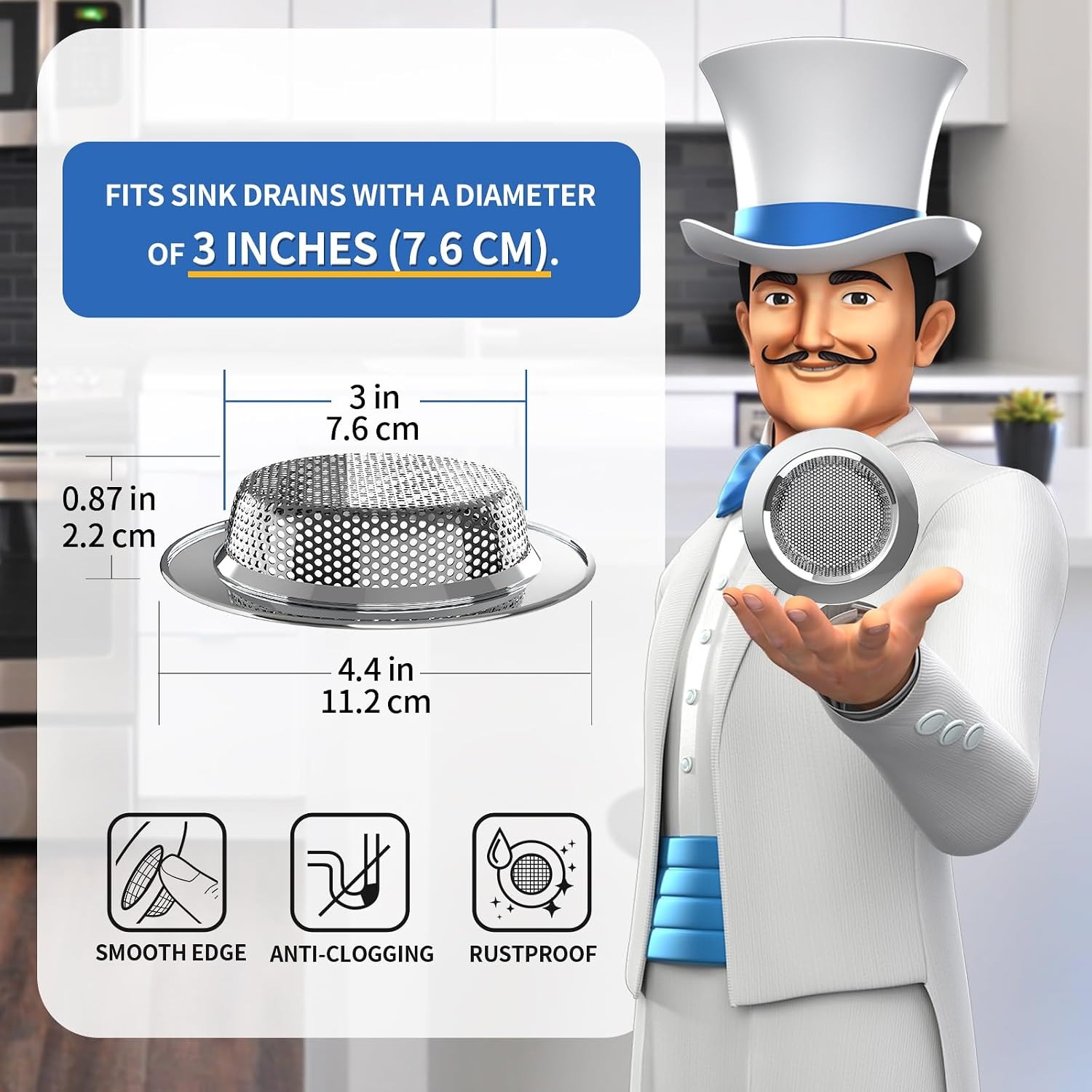 Stainless Steel Sink Strainer 3 Pack