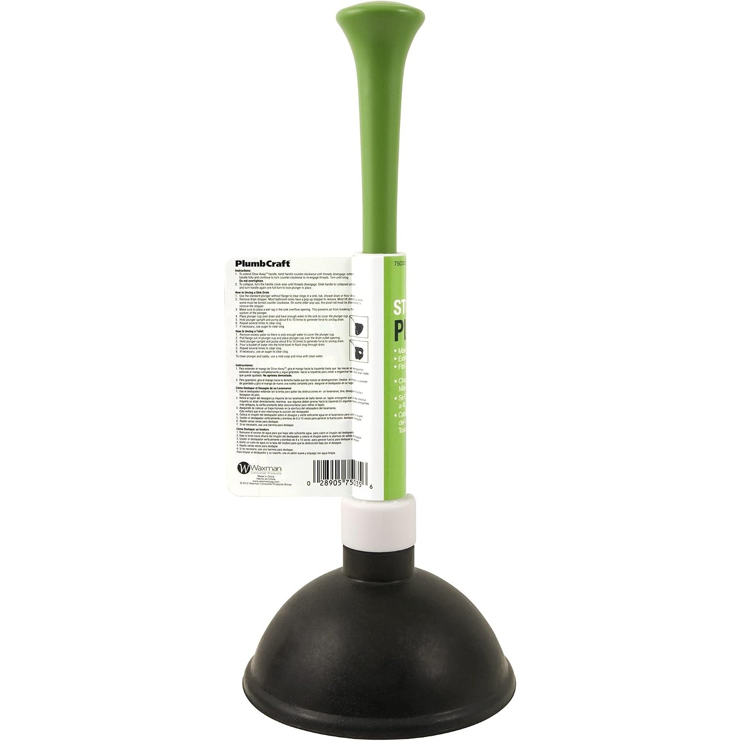 Stow-Away Plunger with Adjustable Length Handle: image 6