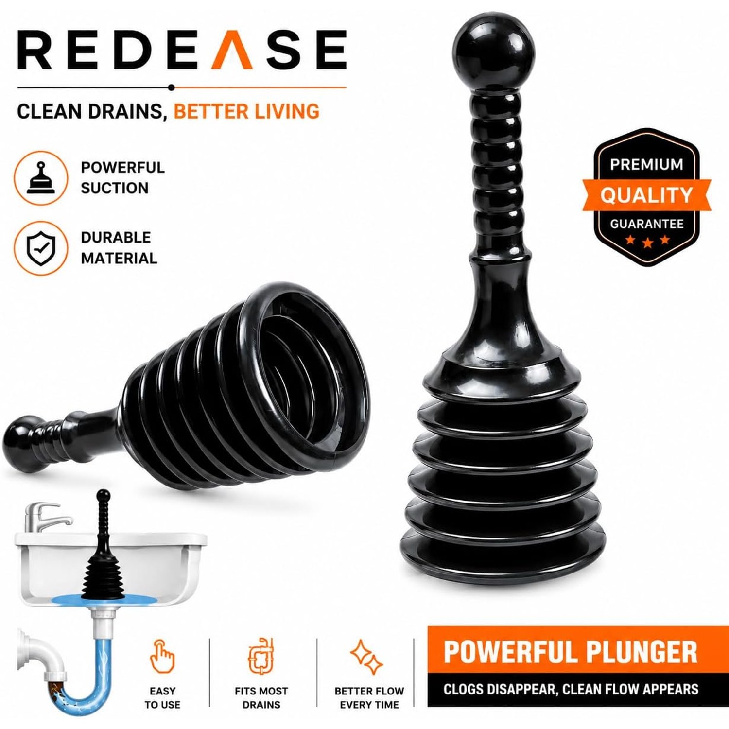 Bellows Sink and Drain Plunger