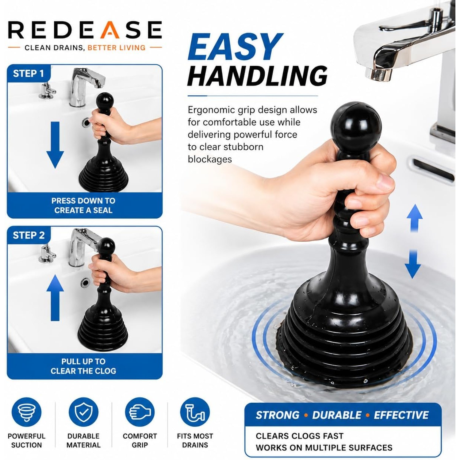 Bellows Sink and Drain Plunger