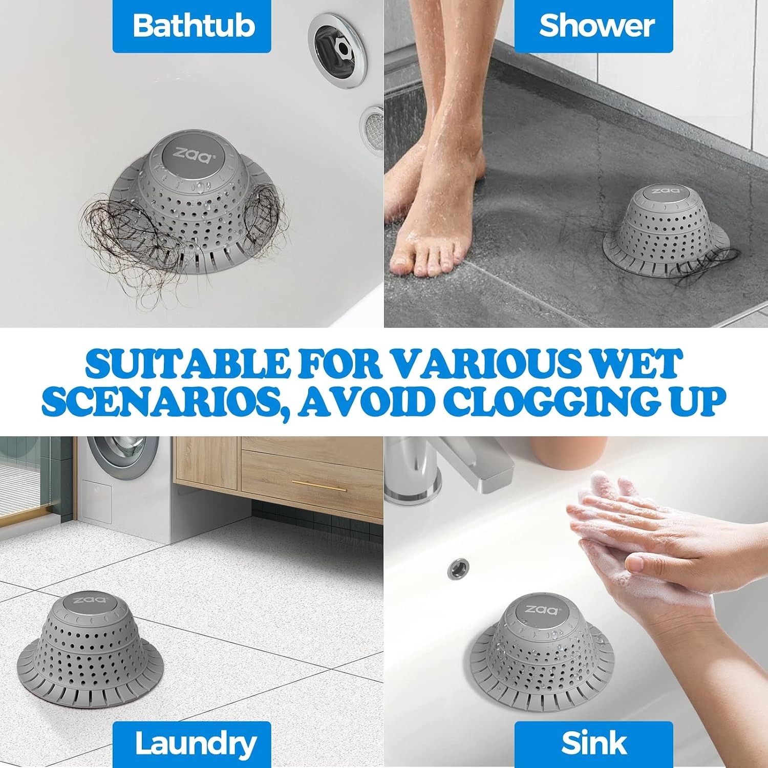 Collapsible Silicone Bath Hair Catcher