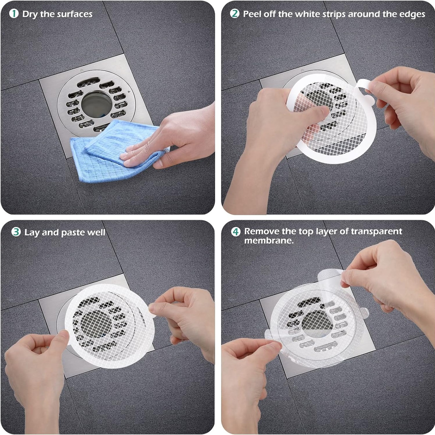 Disposable Shower Drain Hair Catcher Stickers (30 Pack)