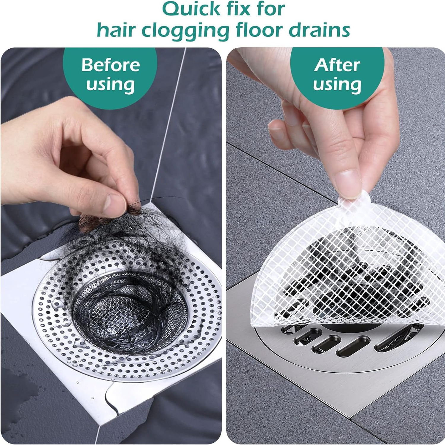 Disposable Shower Drain Hair Catcher Stickers (30 Pack)