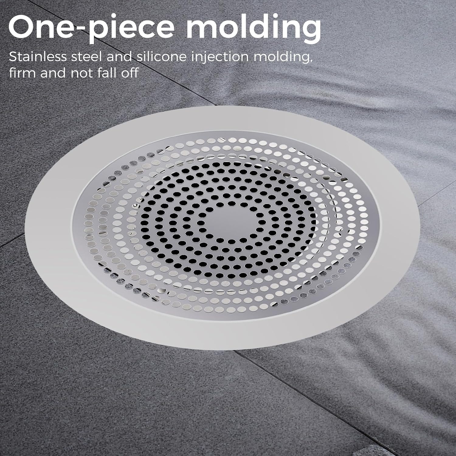 Flat Stainless Steel Shower Hair Catcher with Silicone Rim