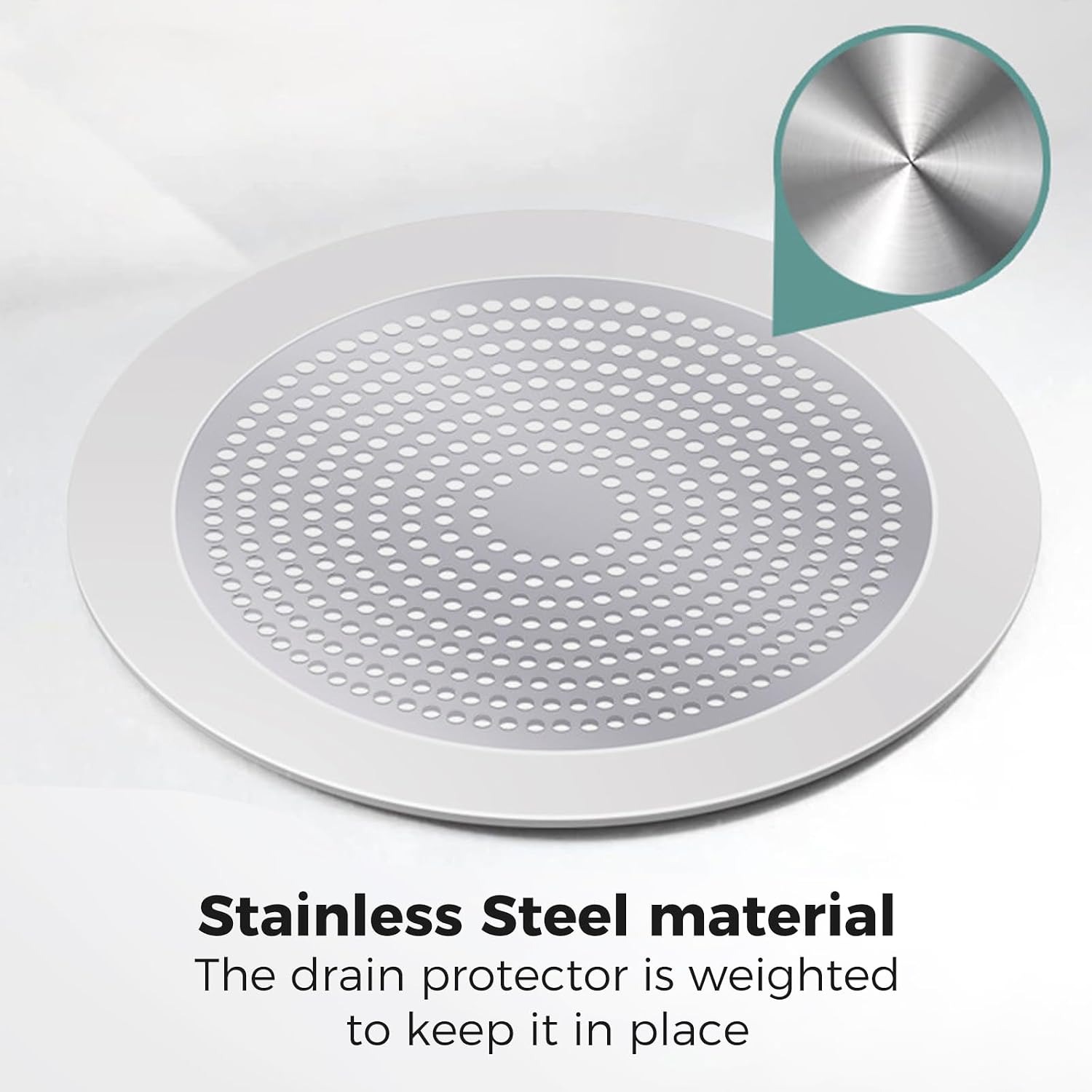 Flat Stainless Steel Shower Hair Catcher with Silicone Rim