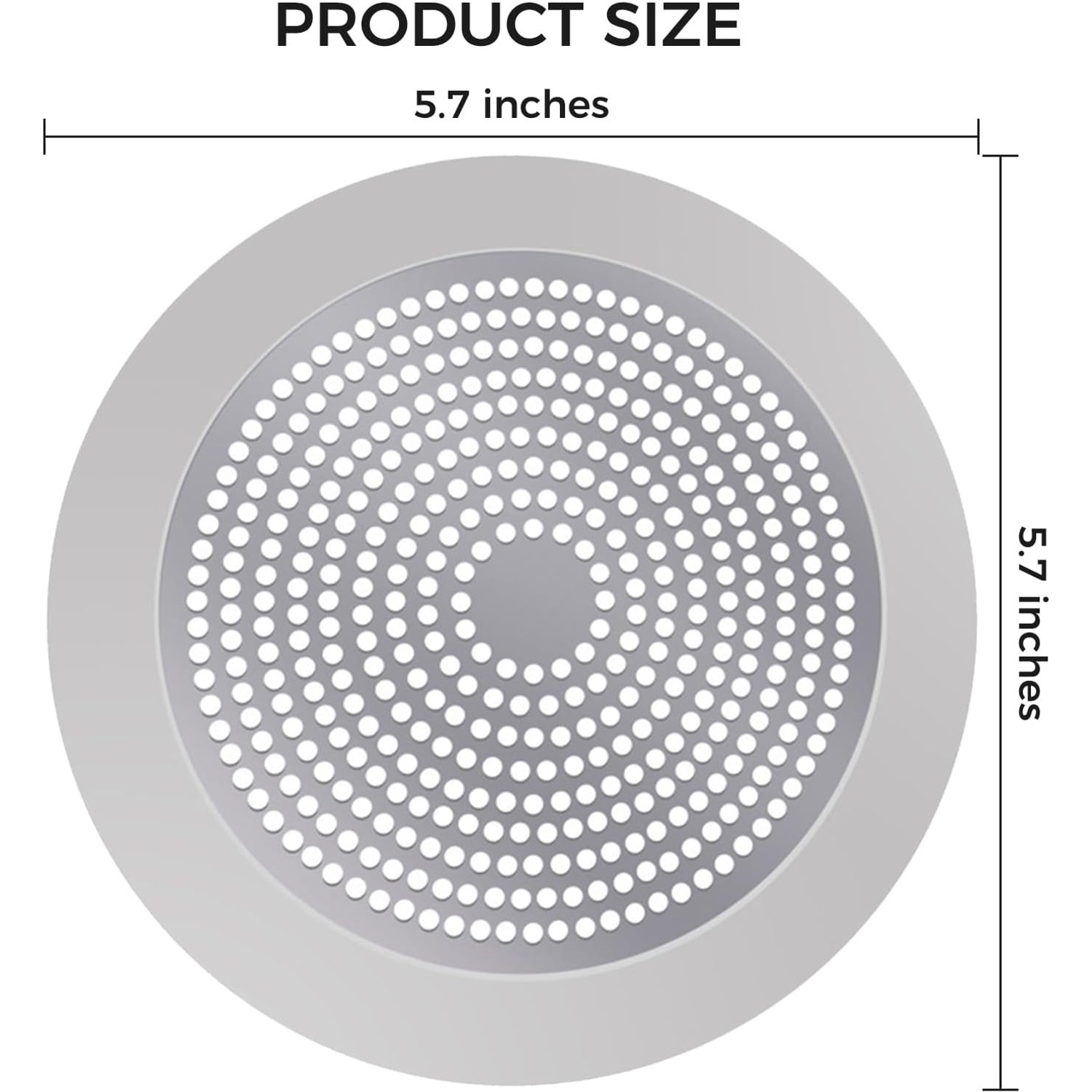Flat Stainless Steel Shower Hair Catcher with Silicone Rim: image 7
