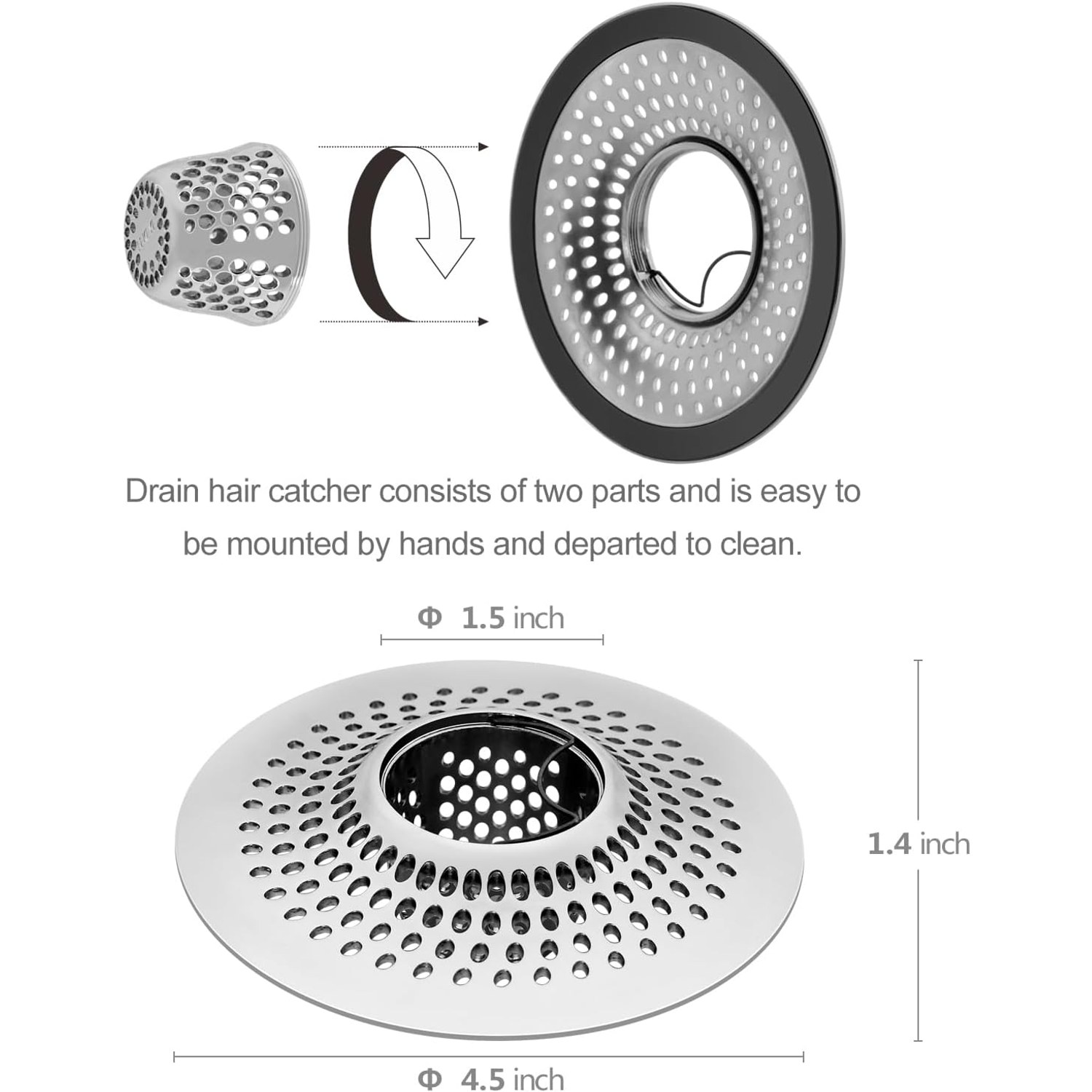 Stainless Steel Shower Drain Hair Catcher