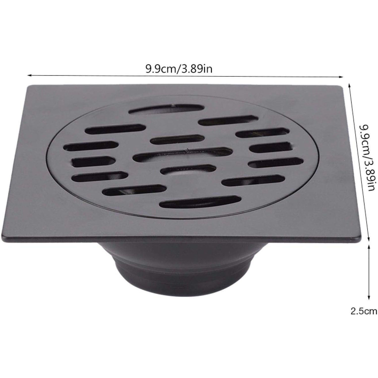Black Square Floor Drain with Gravity Seal