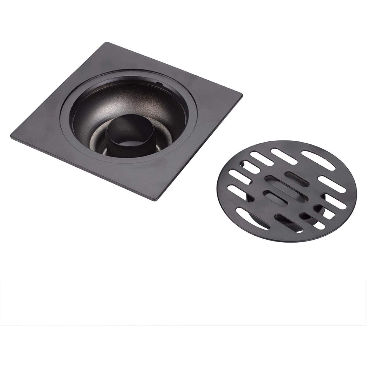 Black Square Floor Drain with Gravity Seal