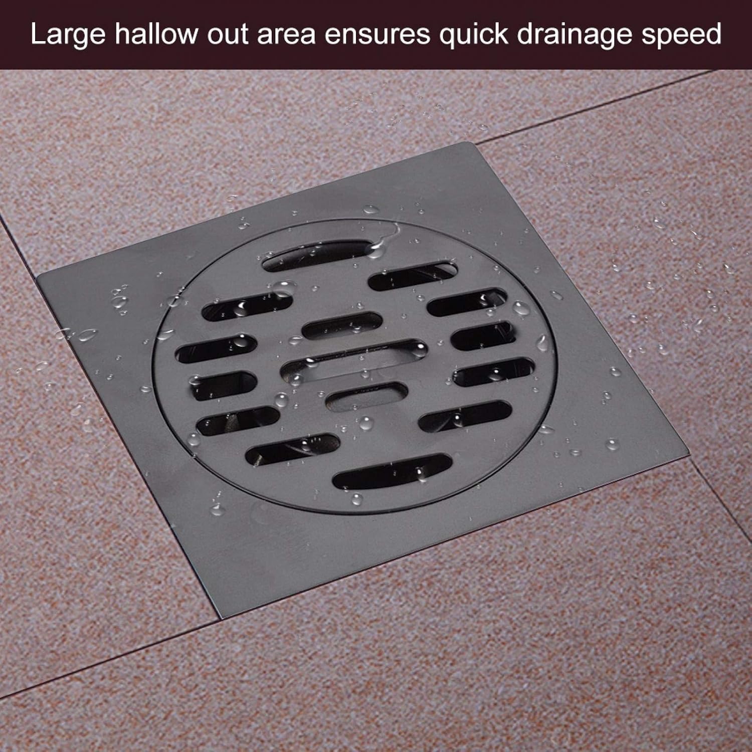 Black Square Floor Drain with Gravity Seal: image 7