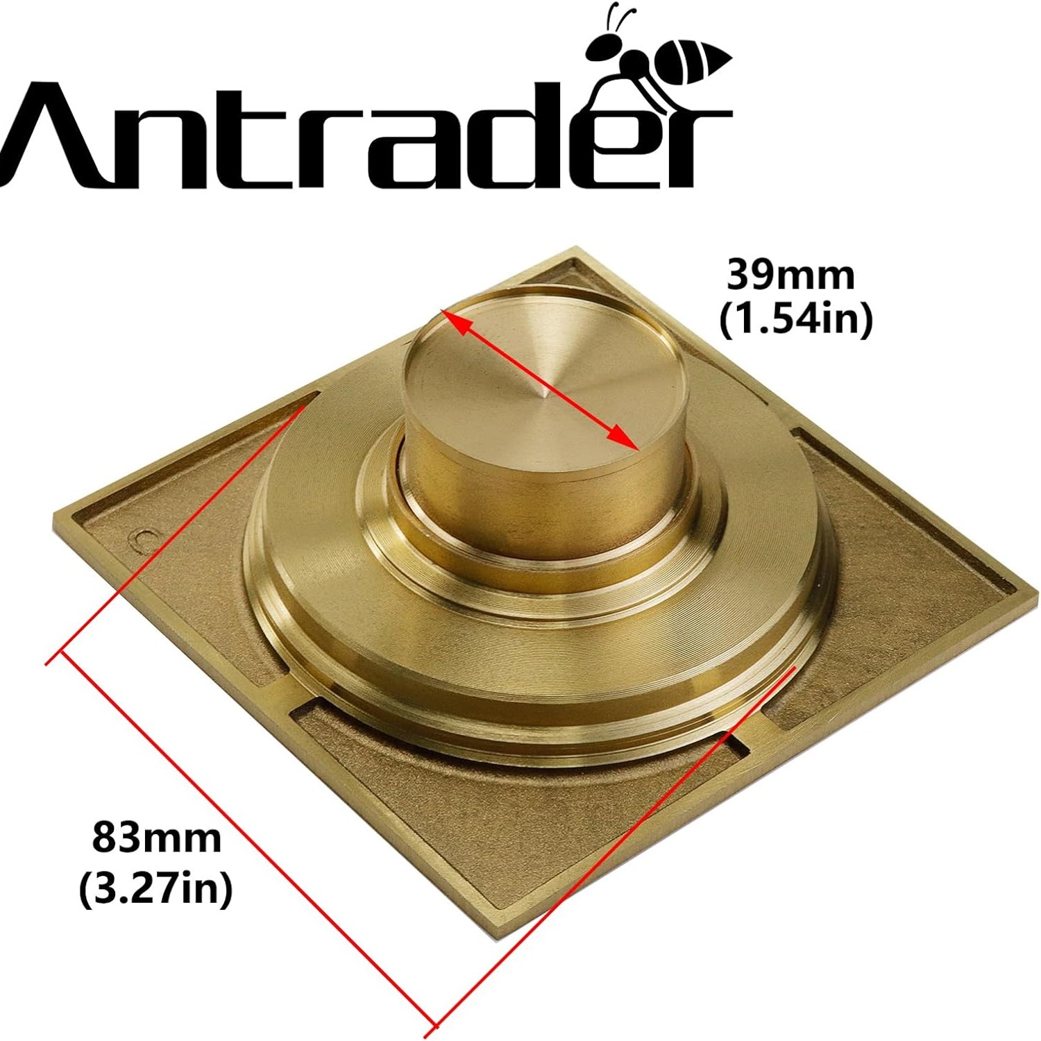 Gold Square Shower Floor Drain with Removable Strainer