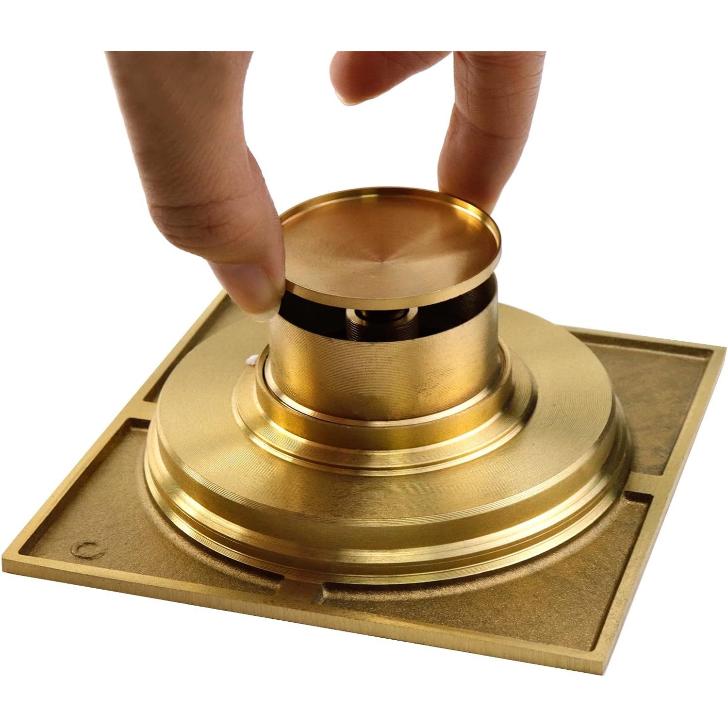 Gold Square Shower Floor Drain with Removable Strainer: image 8