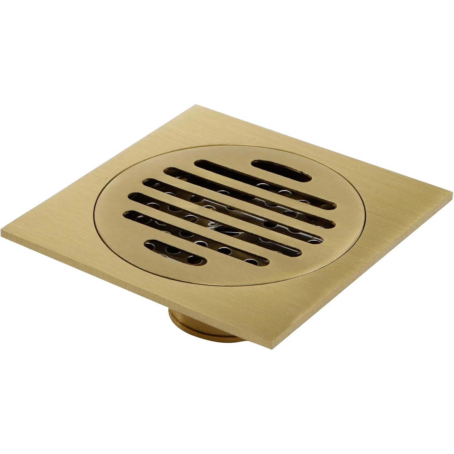 Gold Square Shower Floor Drain with Removable Strainer