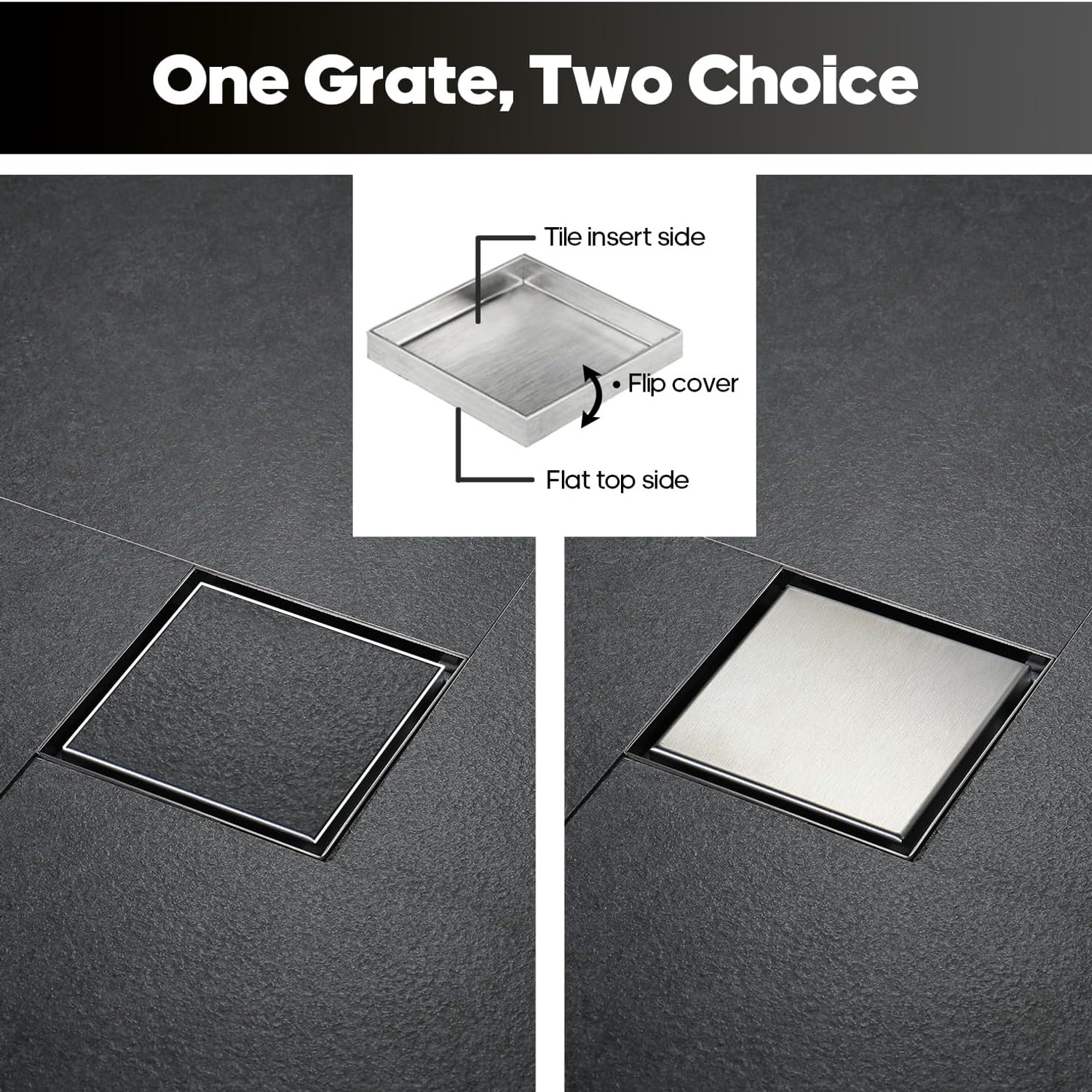 Decaura 115mm Square Shower Grate, Brushed Nickel Stainless Steel Floor Waste: image 3