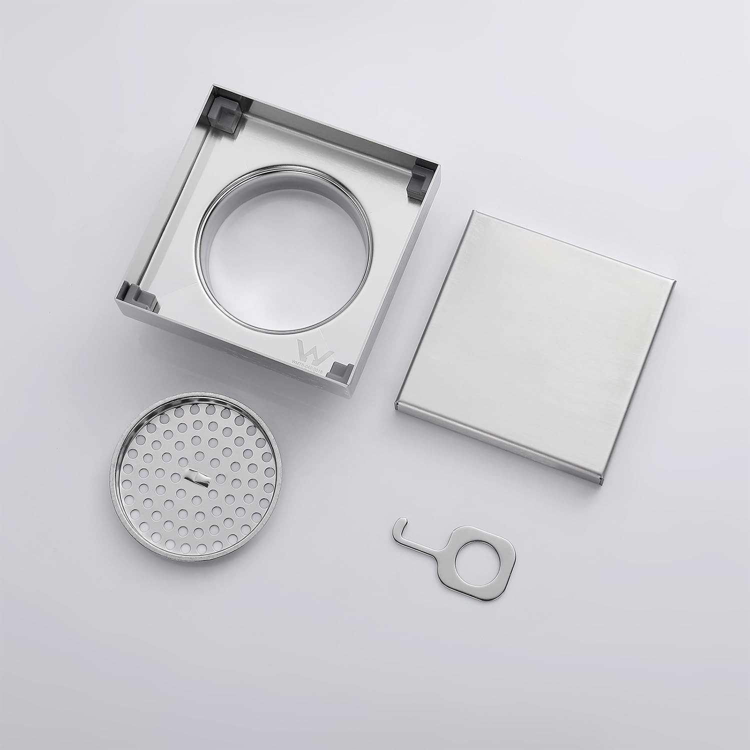 Decaura 115mm Square Shower Grate, Brushed Nickel Stainless Steel Floor Waste: image 5