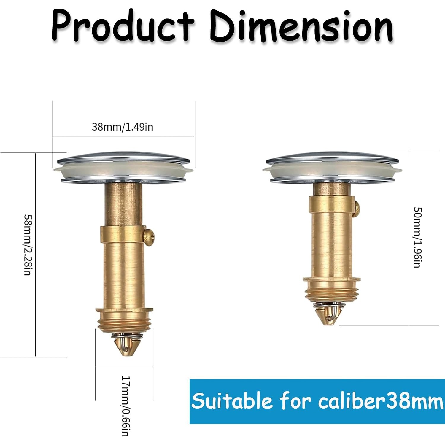Pop Up Basin Plug 38mm Click Clack Sink Stopper (2 Pack): image 3