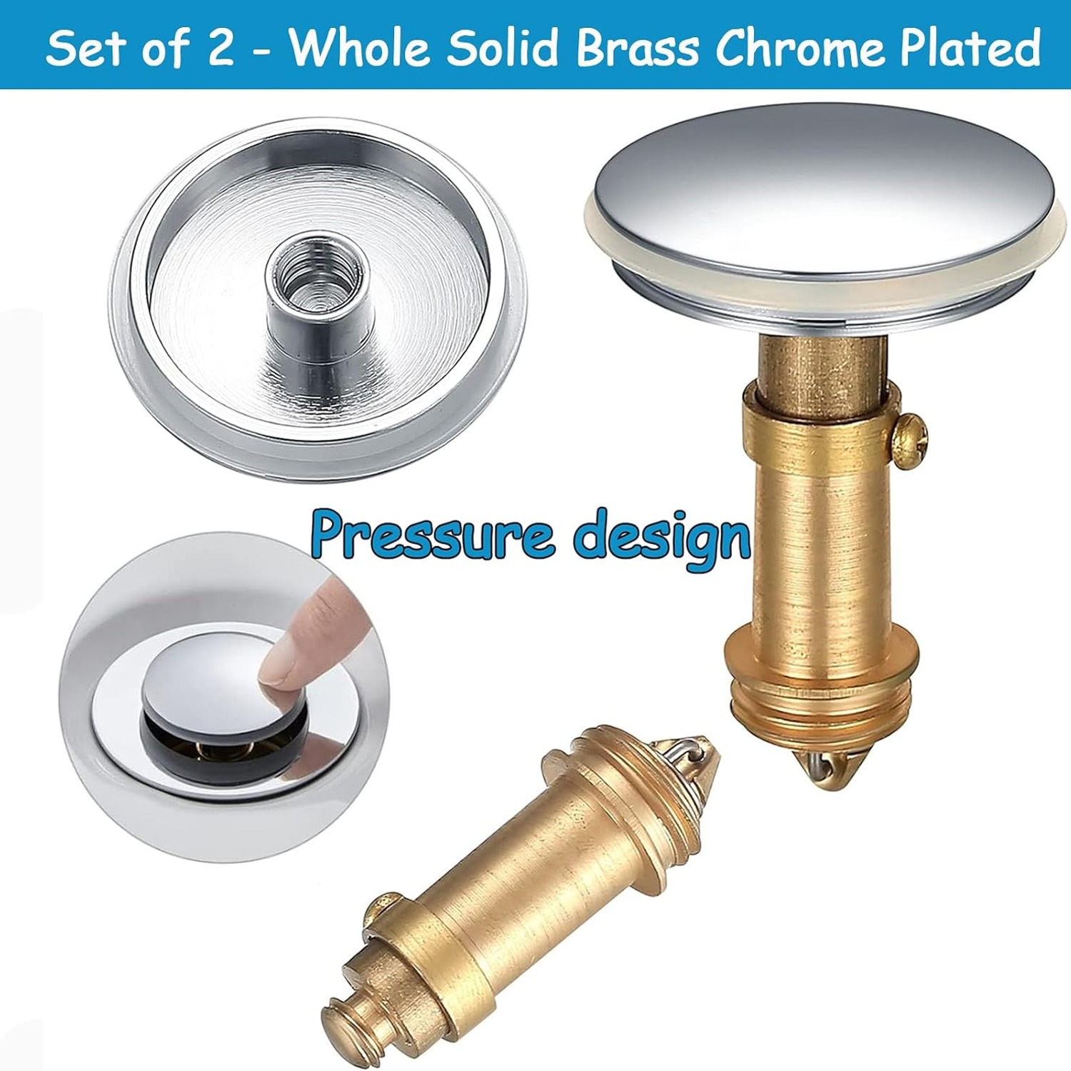 Pop Up Basin Plug 38mm Click Clack Sink Stopper (2 Pack): image 4