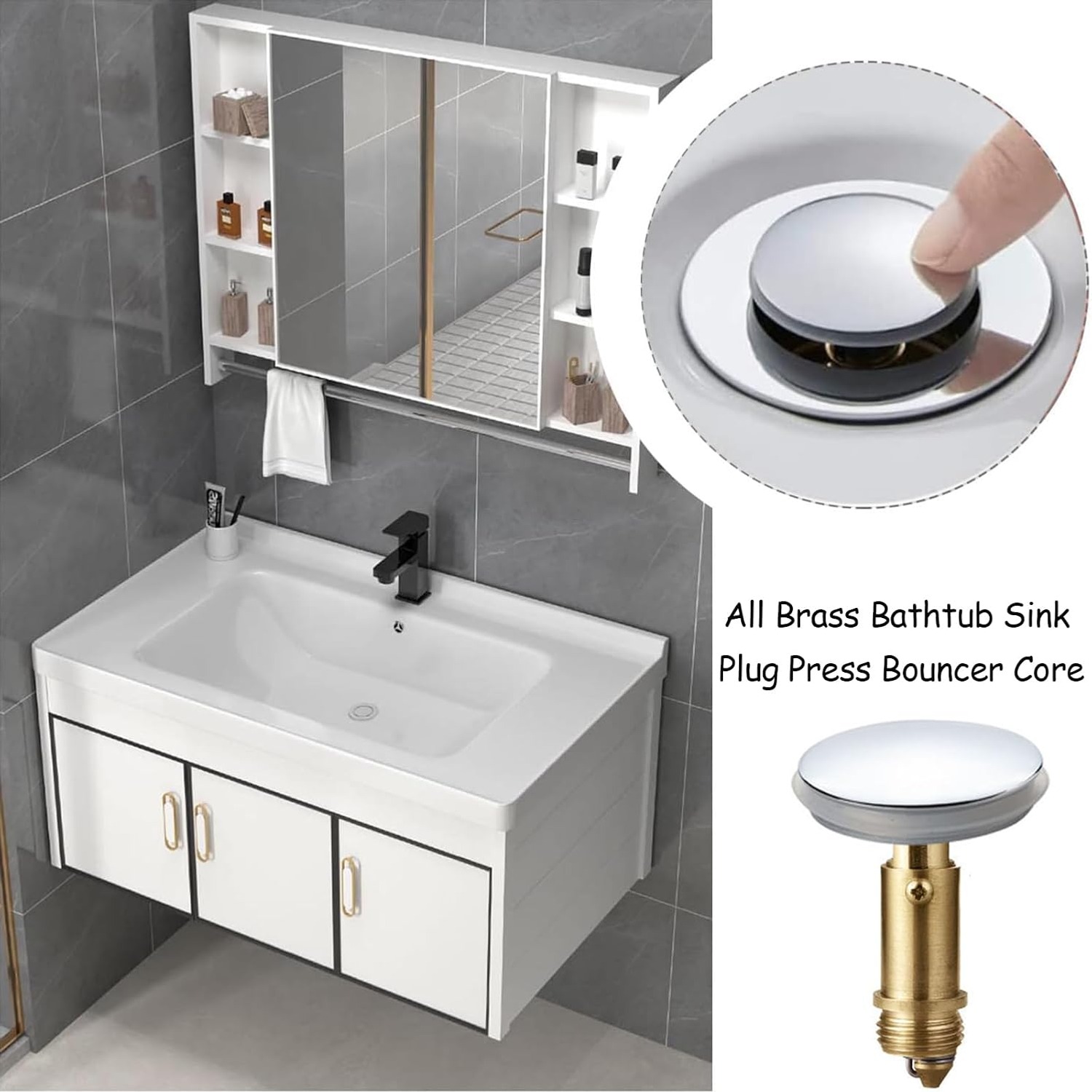 Pop Up Basin Plug 38mm Click Clack Sink Stopper (2 Pack): image 5