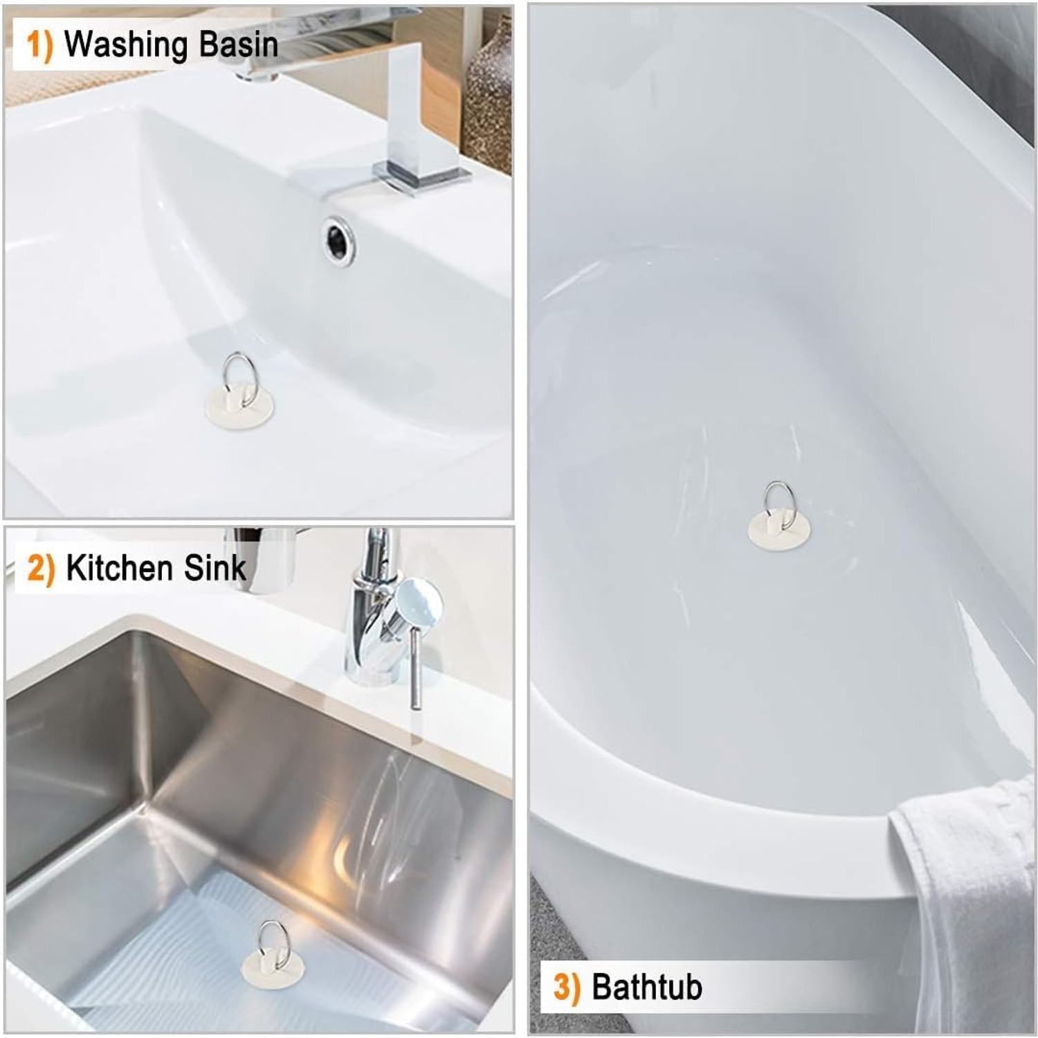 Rubber Sink Plug 45-47mm with Hanging Ring (2 Pack)
